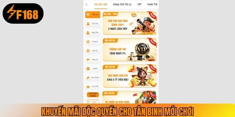 Khuyến mãi độc quyền cho tân binh mới chơi